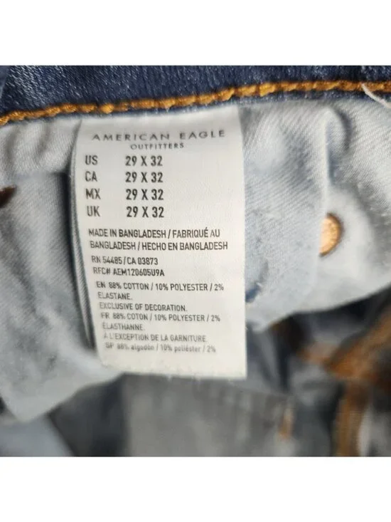 American Eagle AE Flex Slim Straight Jeans Men's 29x32 Stretch Light Wash Ripped - Picture 9 of 11